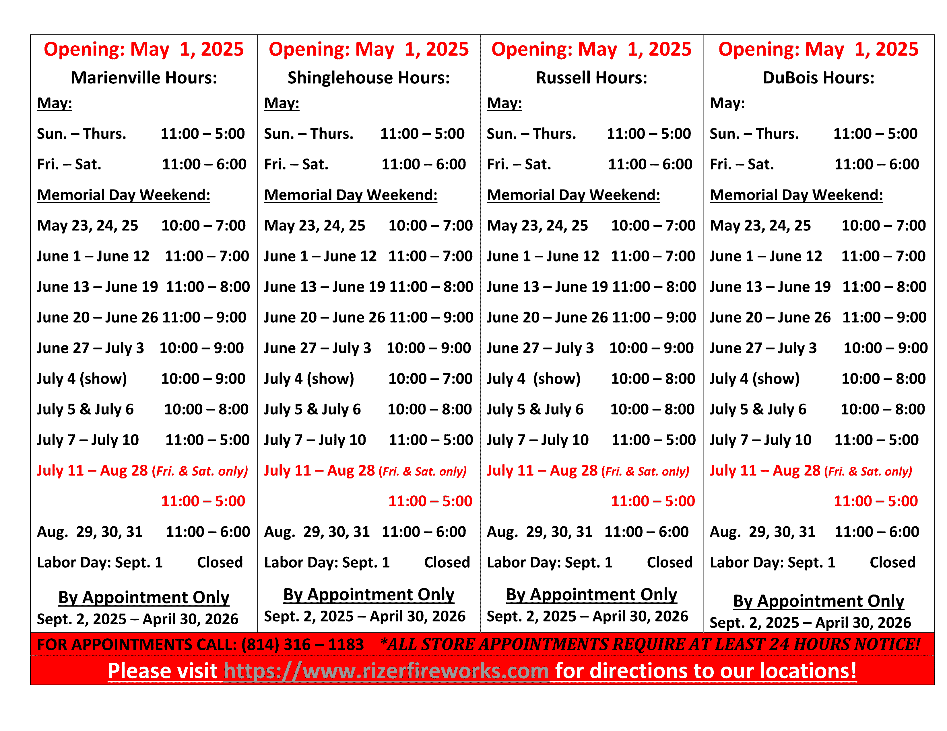 image of warehouse hours