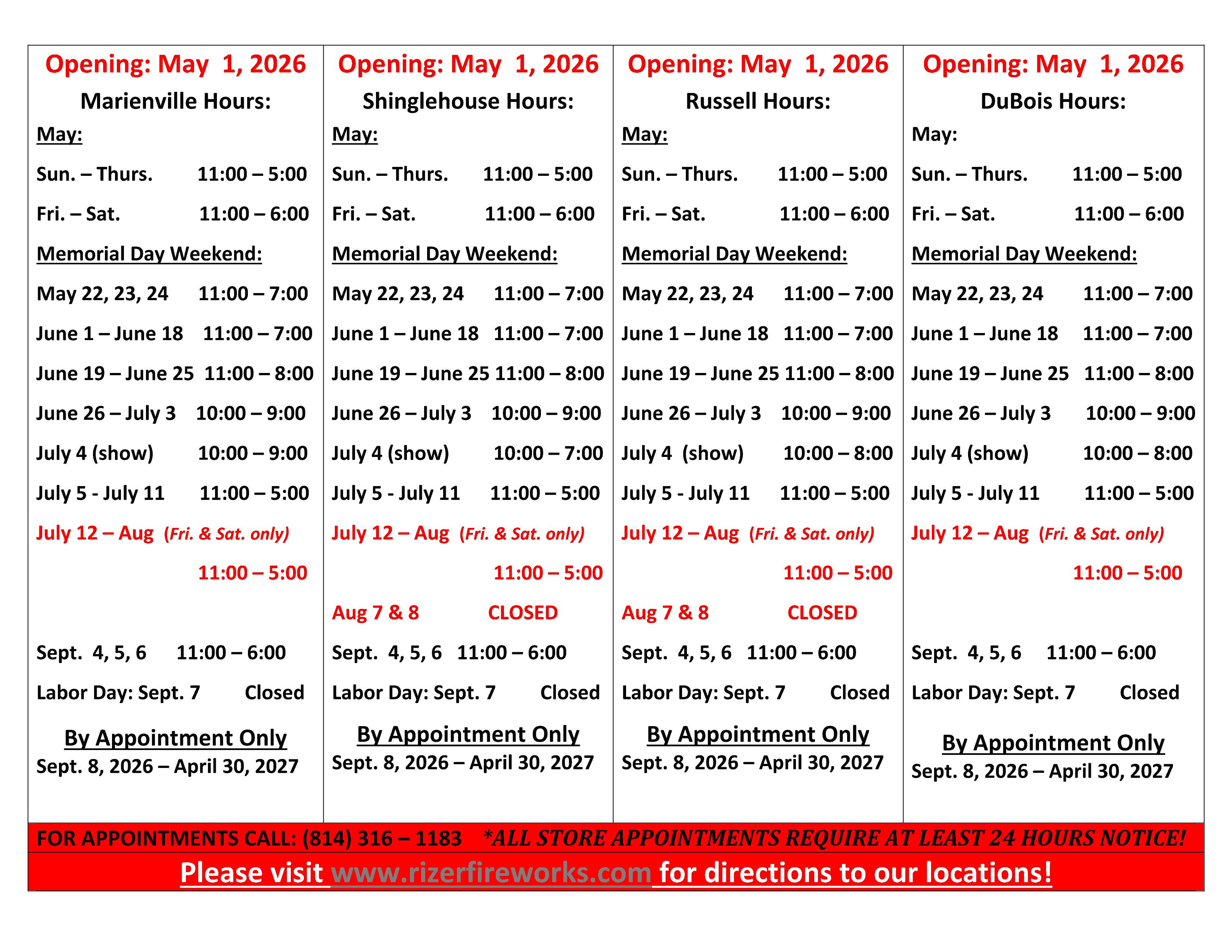 image of warehouse hours